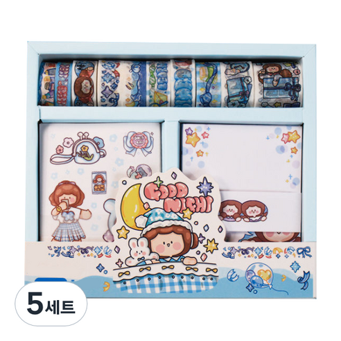 동아피엠에스 페어리테일 마스킹테이프 + 메모 + 스티커 기프트박스, 굿나잇, 5세트