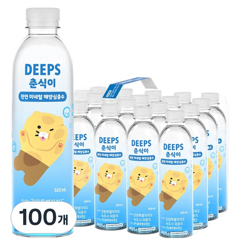 Deeps 춘식이 천연 미네랄 해양심층수, 100개, 500ml