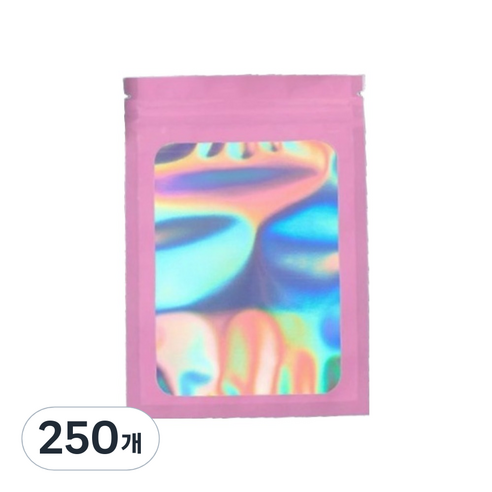 올하이 컬러풀 오로라 다용도 OPP 소품 포카 포장 지퍼백 슬리브 포장봉투 7.5 x 10 cm, 250개, 핑크