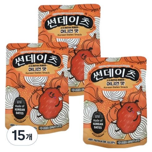 썬데이츠 대추스낵 어니언맛, 20g, 15개
