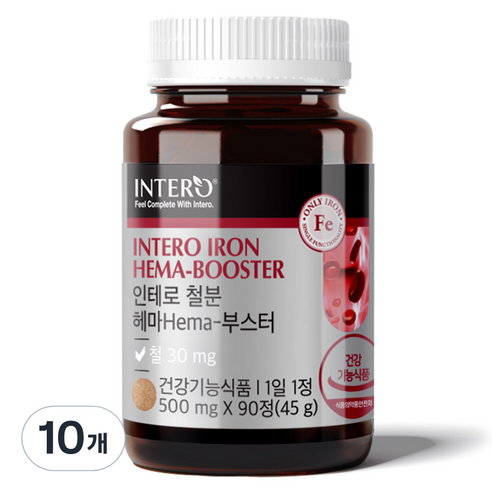 인테로 철분 헤마 부스터 45g, 90정, 10개