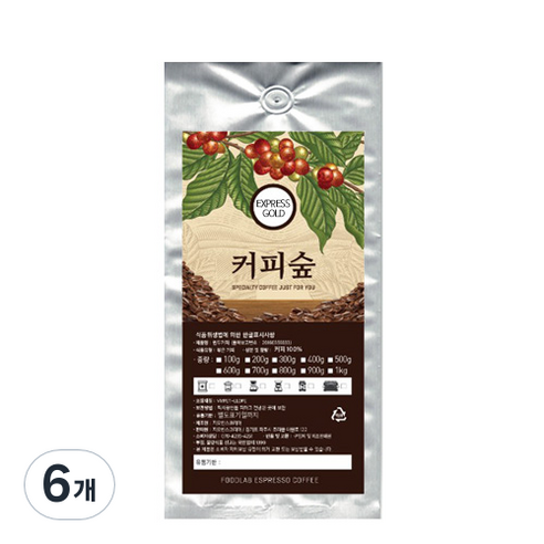 커피숲 EXPRESS GOLD 분쇄 커피, 핸드드립, 200g, 6개