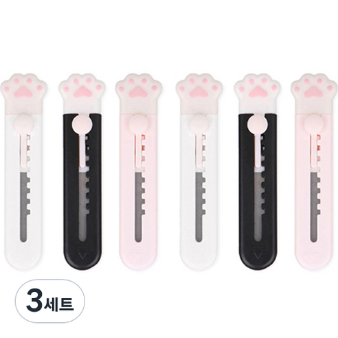 인디케이 냥냥이 미니칼 2p x 3종 세트, 혼합색상, 3세트