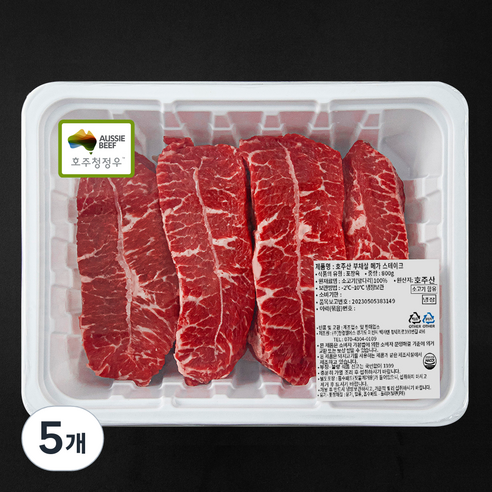 호주산 부채살 메가 스테이크 (냉장), 800g, 5개