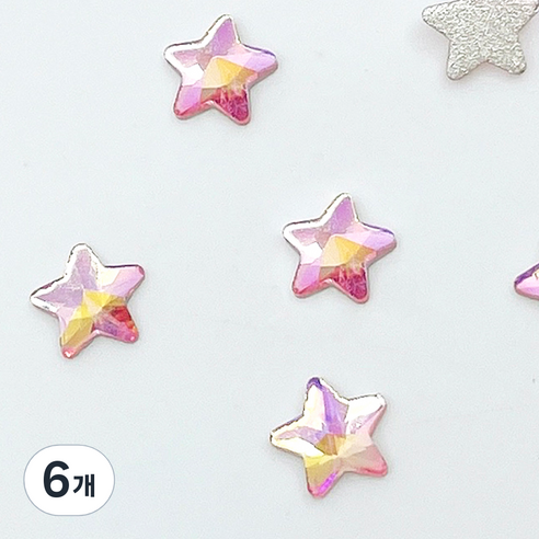 메이브라운 대용량 별스톤 네일파츠 6x6mm 50p, 오로라핑크, 6개
