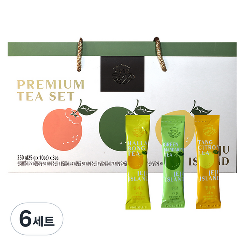 제주담움 프리미엄 차스틱 한라봉 x 10p + 청귤 x 10p + 댕유자 x 10p 세트, 25g, 30개입, 6세트