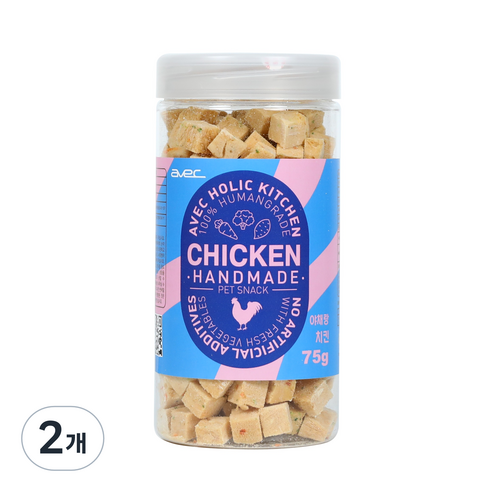 아베크 반려동물 홀릭키친 야채랑 치킨 큐브 동결건조간식 75g, 2개