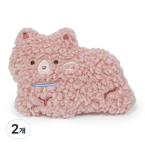 모찌타운 포켓형 뽀글뽀글 핫팩 인형 뽀글냥이 11cm, 핑크계열, 2개