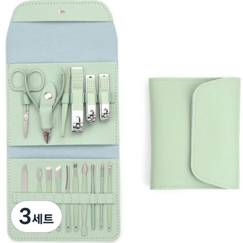 해피제이 프리미엄 손발톱 얼굴 관리 16종 세트, 그린, 3세트