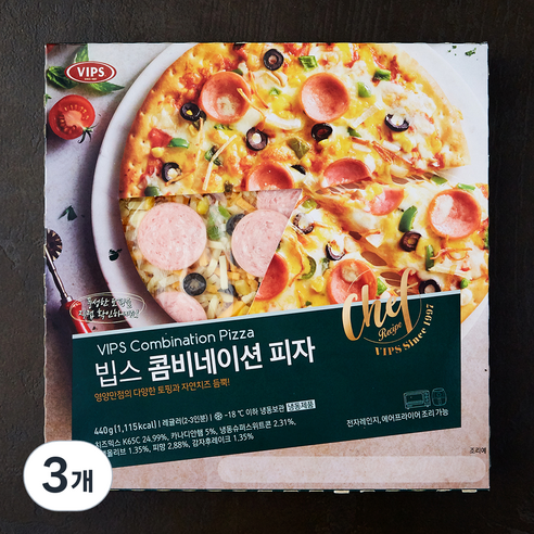 빕스 콤비네이션 피자 (냉동), 440g, 3개