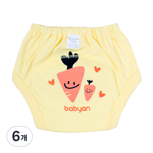 베이비앙 배변훈련팬티 3중방수, 당근, 6개
