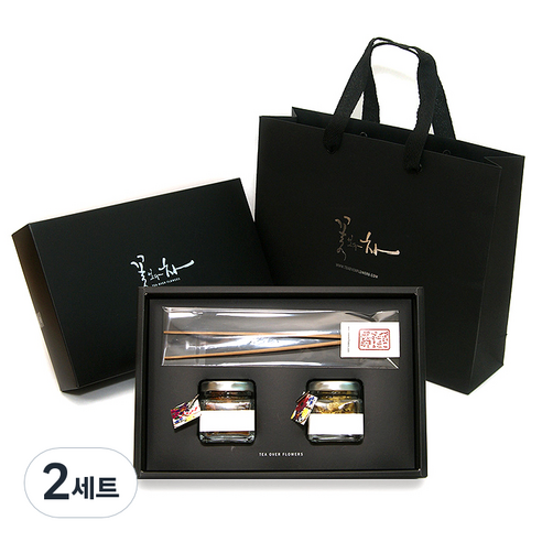 꽃보다차 아담한 꽃차 2종 선물세트, 목련꽃 1.5g + 생강나무꽃 3g + 차집게 + 쇼핑백, 2세트