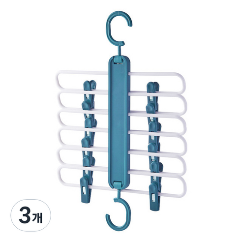 VWY 공간활용 슬라이딩 6단 치마바지걸이, 블루, 3개