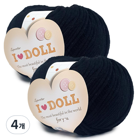 니뜨 아이돌 실 45g, 2 블랙, 4개
