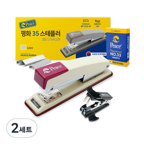 피스코리아 35 스테플러 + 멀티제침기 + 리필침 33호 세트, 아이보리, 2세트