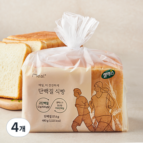 밀도 셀렉스 단백질 식빵, 480g, 4개
