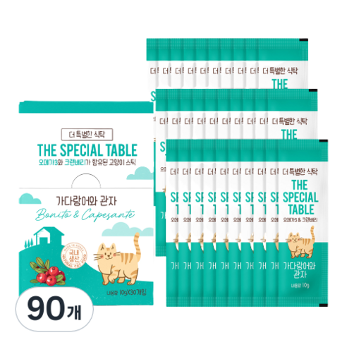 더특별한식탁 고양이 스틱 10g, 가다랑어 + 관자 혼합맛, 90개