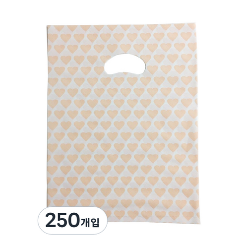 팩스타 펀칭 비닐 포장봉투 가로 30cm x 세로 40cm, 작은하트, 250개입