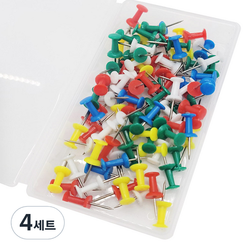 마다꾸미 컬러 투명 피스 압정 문서 고정핀 80p 세트 01 혼합, 4세트