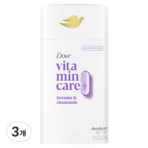도브 비타민 케어 플러스 데오드란트 스틱 라벤더 앤 캐모마일 향, 74g, 3개