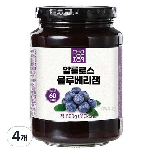 초록원 알룰로스 블루베리잼, 500g, 4개