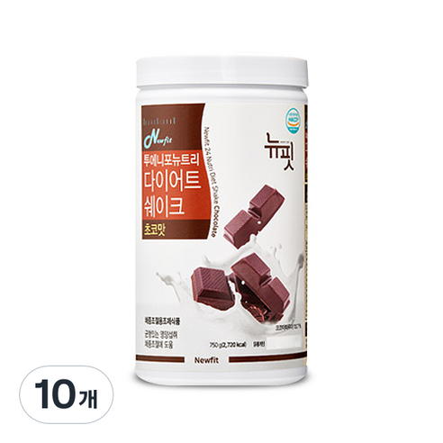 뉴핏 투에니포 뉴트리 다이어트 쉐이크 초코맛, 750g, 10개