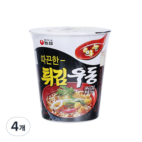 농심 튀김우동 컵면, 62g, 4개