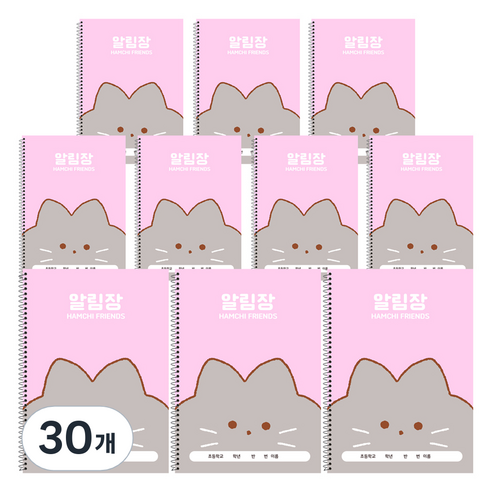 햄치 초등 미니 알림장 B5, 핑크, 30개