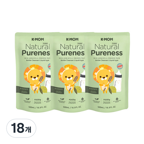 케이맘 퓨어니스 젖병세정제 액상형 리필, 500ml, 18개