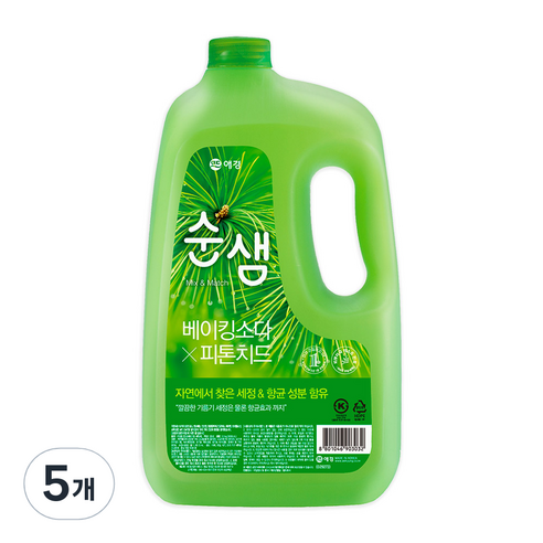 애경 순샘 베이킹소다 X 피톤치드 주방세제, 3L, 5개