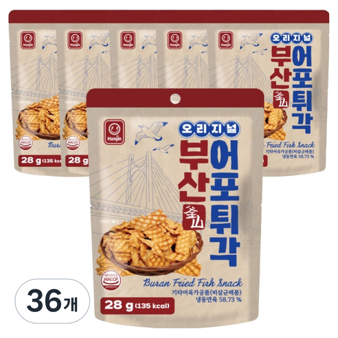 한진식품 오리지널 부산 어포튀각, 36개, 28g