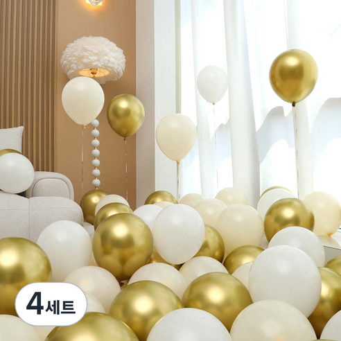 피앤비유니티 풍선 50p 세트 골드, 05 베이비골드 3색혼합, 4세트