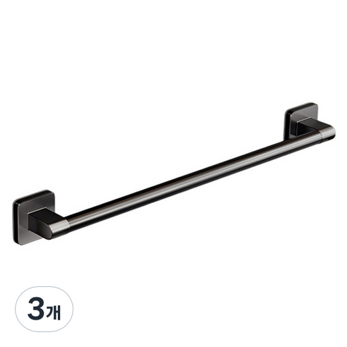 맥라이프 욕실 접착식 무타공 수건 걸이 50cm, 블랙, 3개