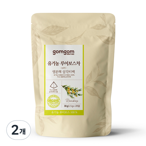 곰곰 유기농 루이보스차 생분해 삼각티백, 1.5g, 20개입, 2개