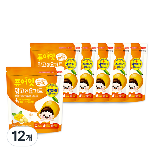 내이브로 퓨어잇 동결건조 요거트 큐브 간식, 16g, 12개, 망고엔요거트