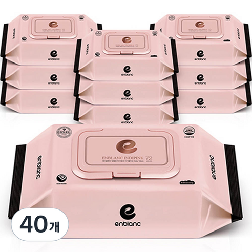 앙블랑 인디핑크 아기물티슈 캡형 63gsm, 72개입, 40개
