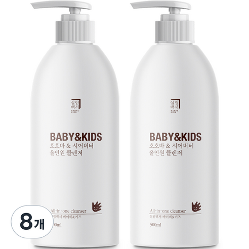 살림백서 베이비 앤 키즈 호호바 시어버터 올인원 클렌저, 500ml, 8개