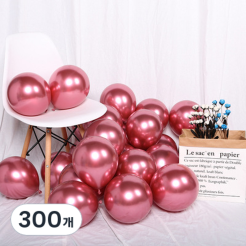 윰스 파티 크롬메탈 라운드 풍선, 레드, 300개