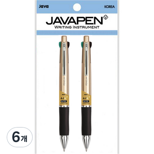 자바펜 제트4+1M 멀티펜 0.7mm, 메탈골드, 6개