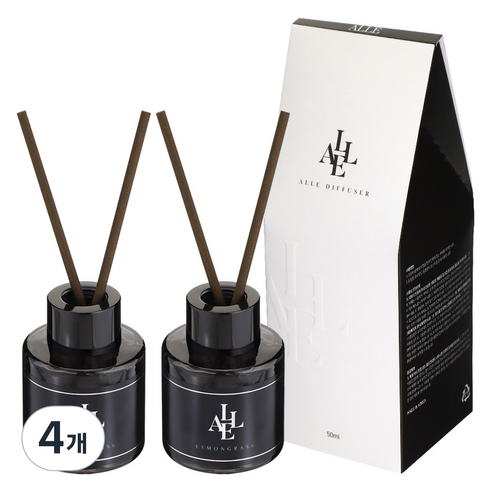 알레 블랙 디퓨저, 4개, 50ml, 레몬그라스