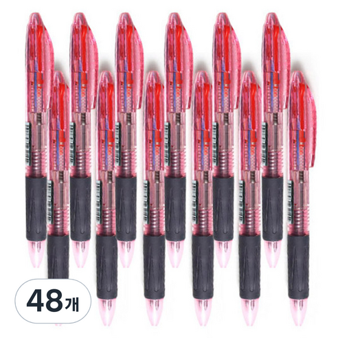 모닝글로리 슬립온 3색 볼펜 0.7 mm, 핑크, 48개