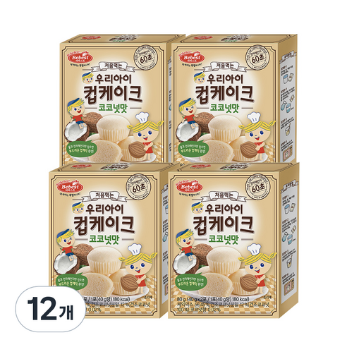 베베스트 처음먹는 우리아이 컵케이크 80g, 코코넛맛, 12개