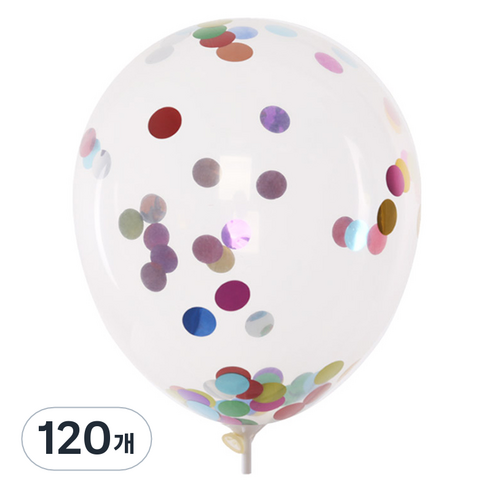 컨페티풍선 30cm, 원형 레인보우, 120개