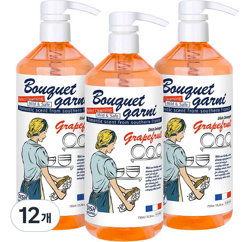부케가르니 에코 1종 주방세제 자몽향, 750ml, 12개