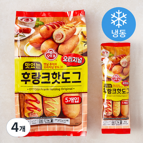 오뚜기 맛있는 후랑크 핫도그 오리지널 5개입 (냉동), 375g, 4개