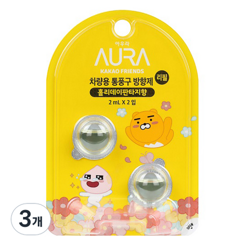 AURA 차량용 통풍구 방향제 리필, 1개, 홀리데이판타지향