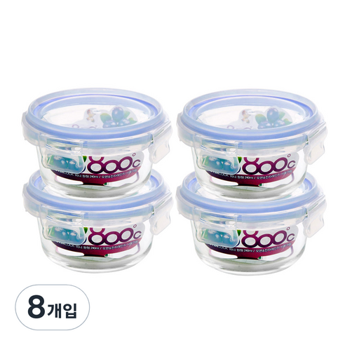 오븐락 이유식용기 미니원형 240ml, 4개, 단품