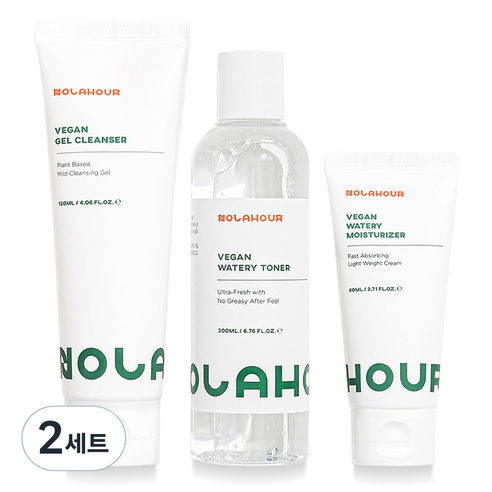 놀라아워 워터리 아워 기초화장품 클렌저 120ml + 토너 200ml + 크림 80ml 세트, 2세트