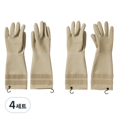JAJU 자주 쓰는 고무장갑 36cm, 라이트베이지, FREE(one size), 4개