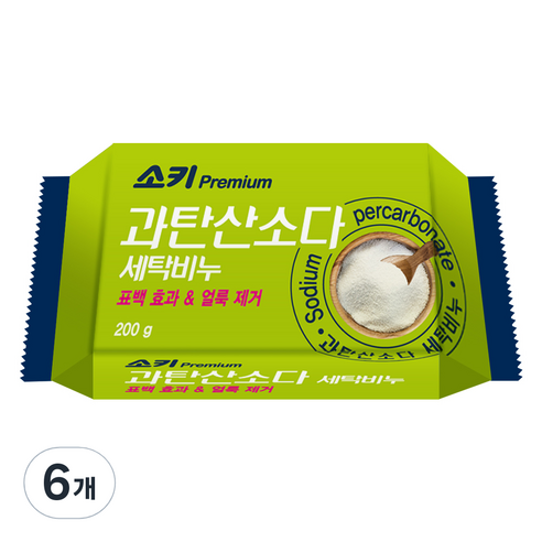 소키 무궁화 프리미엄 과탄산소다 세탁비누, 200g, 6개